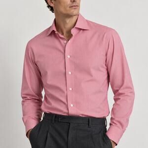 ETON Contemporary Button up Dress shirt in Pink striped cotton sz 15 3/4
